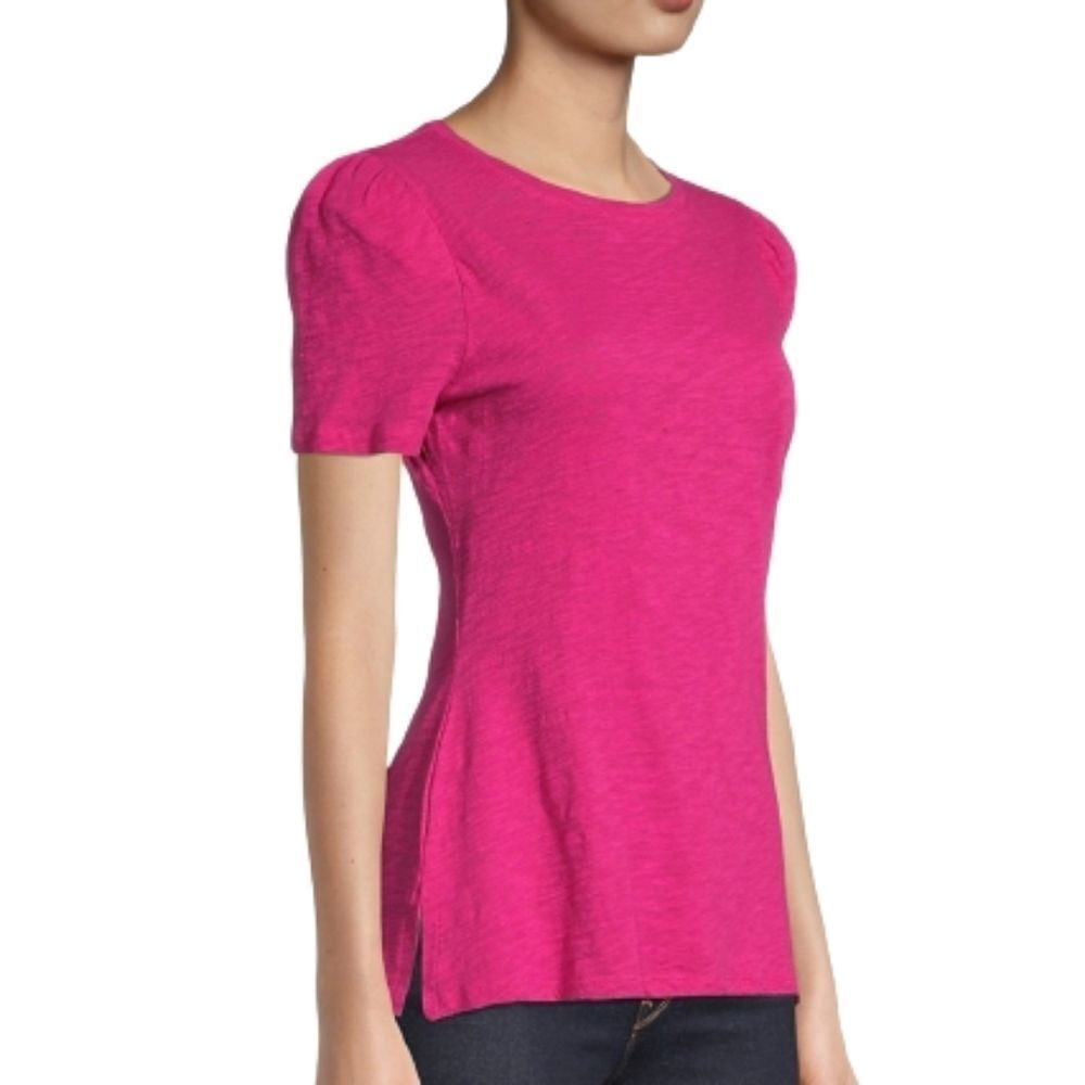 INC International Concept Pink 100% Cotton Short Puff Sleeve Top Womens Size PM